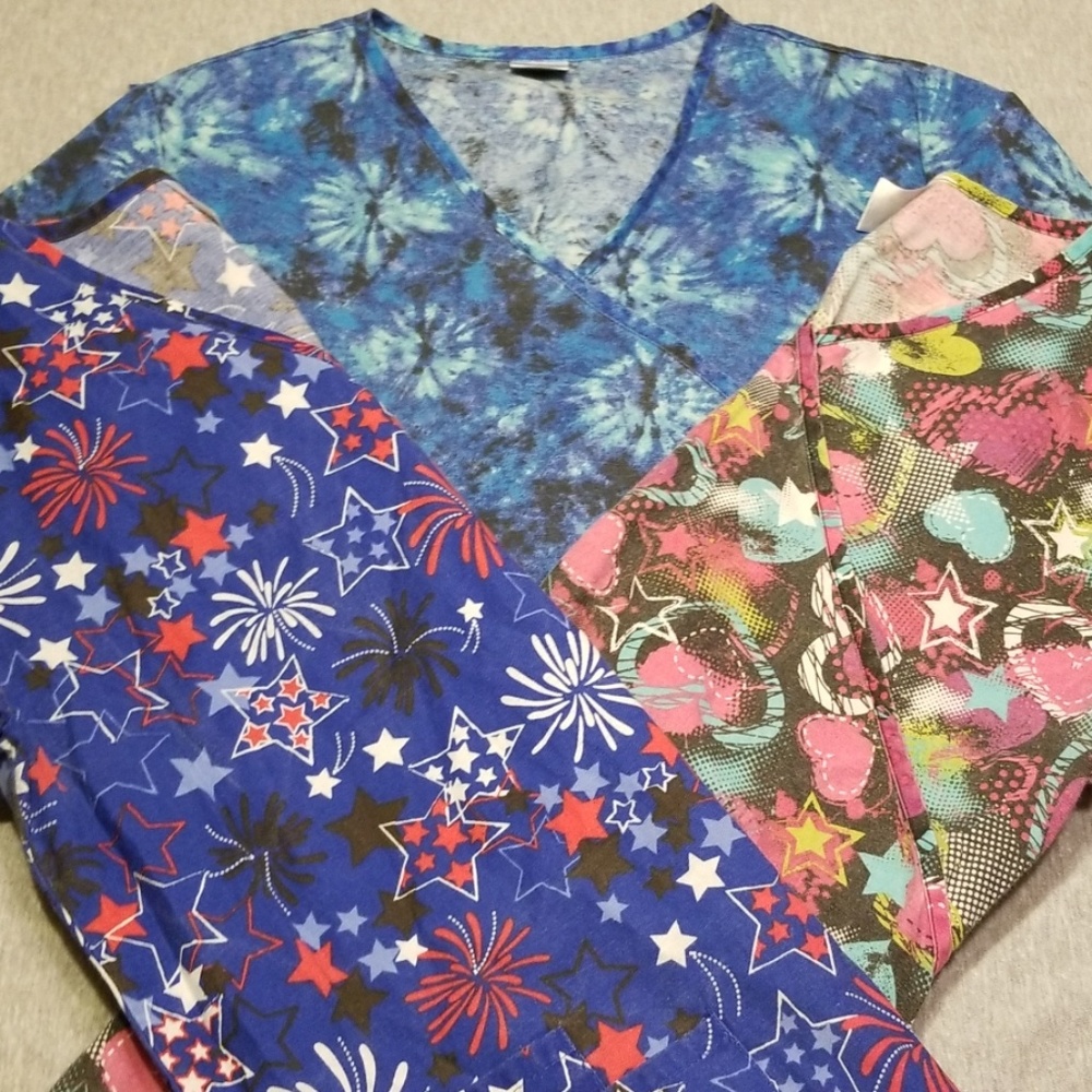 3 Size M B Scrubs Brand Scrub Tops